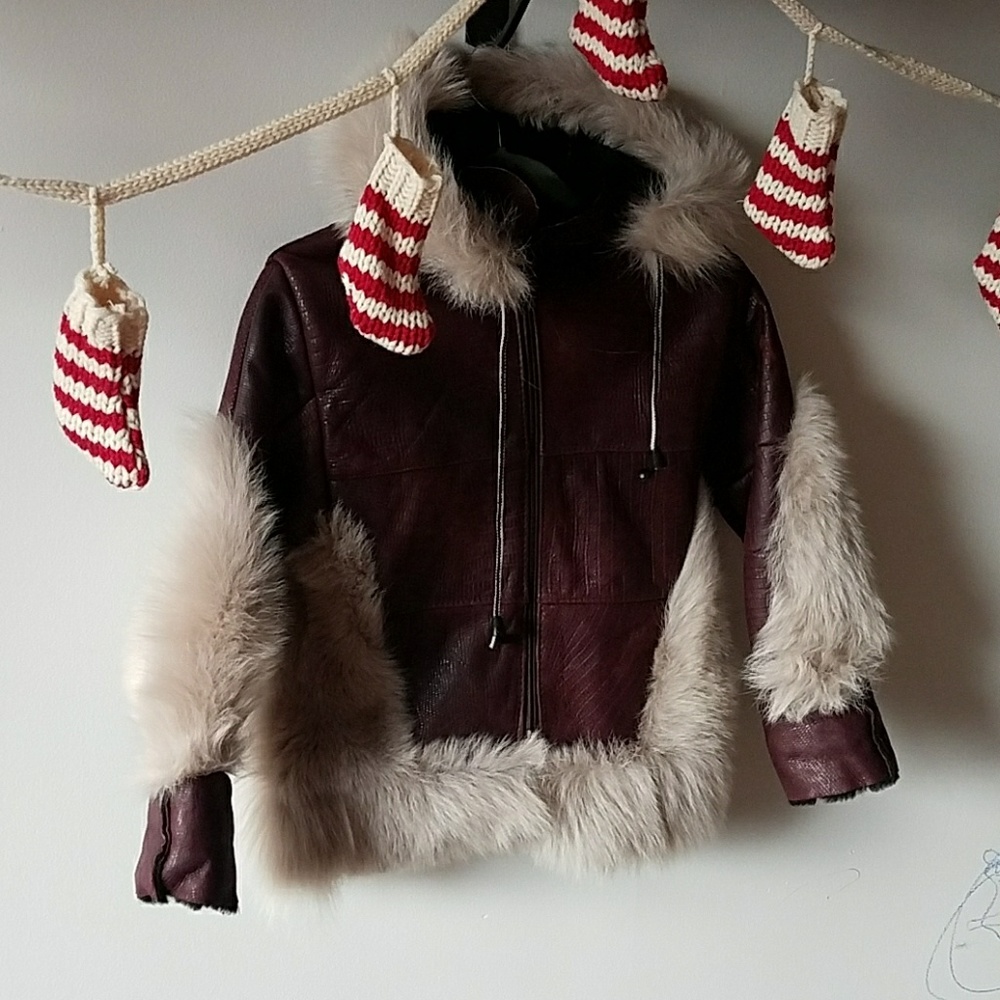 Toddler/kid Natural Leather Fur Winter Coat